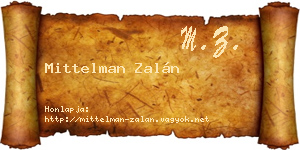 Mittelman Zalán névjegykártya
